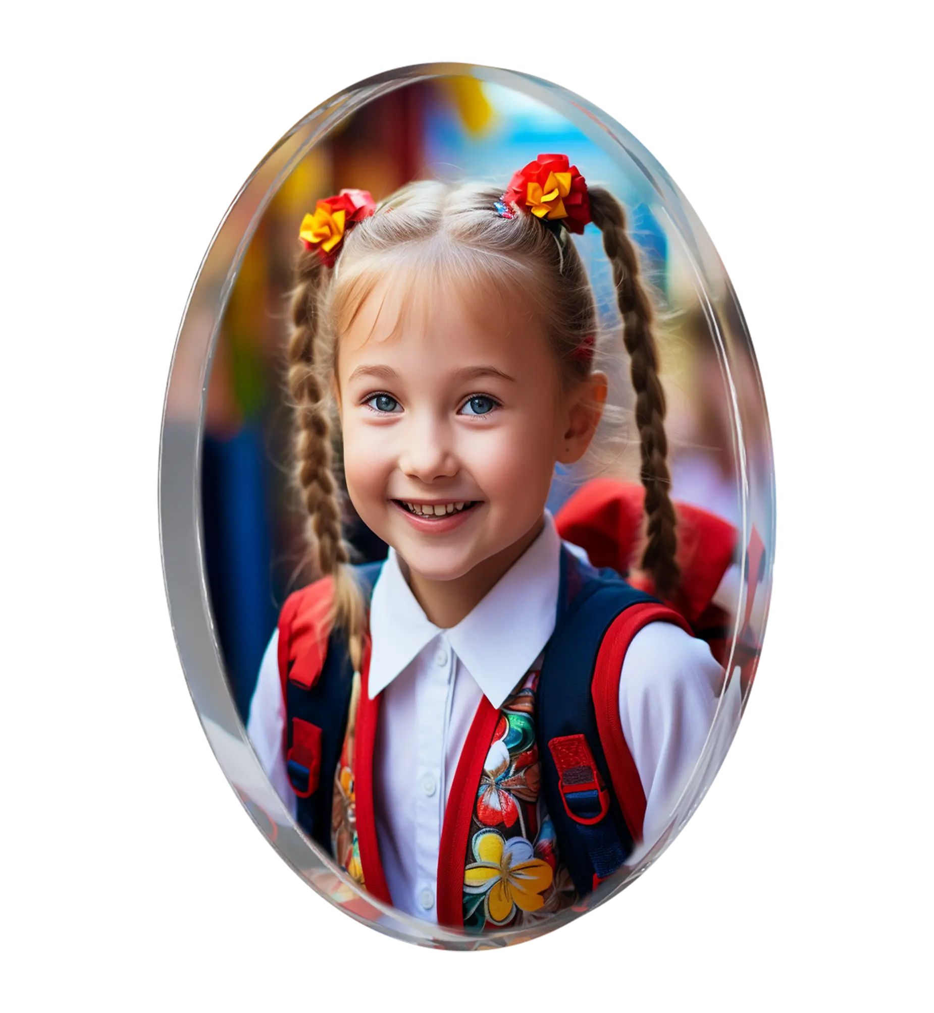Nuotrauka ant 12 mm ovalo formos stiklo paminklui